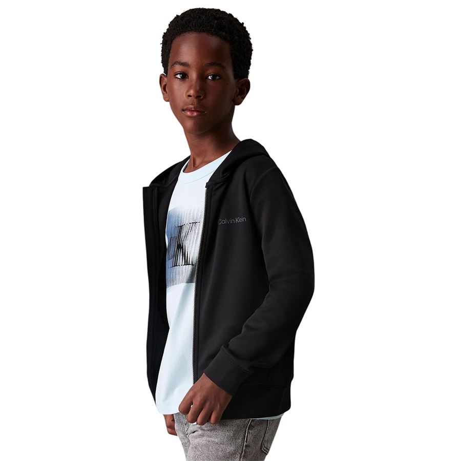 Felpa da bambino con cappuccio con zip integrale in tricot Calvin Klein | CKIB0IB02420BEH